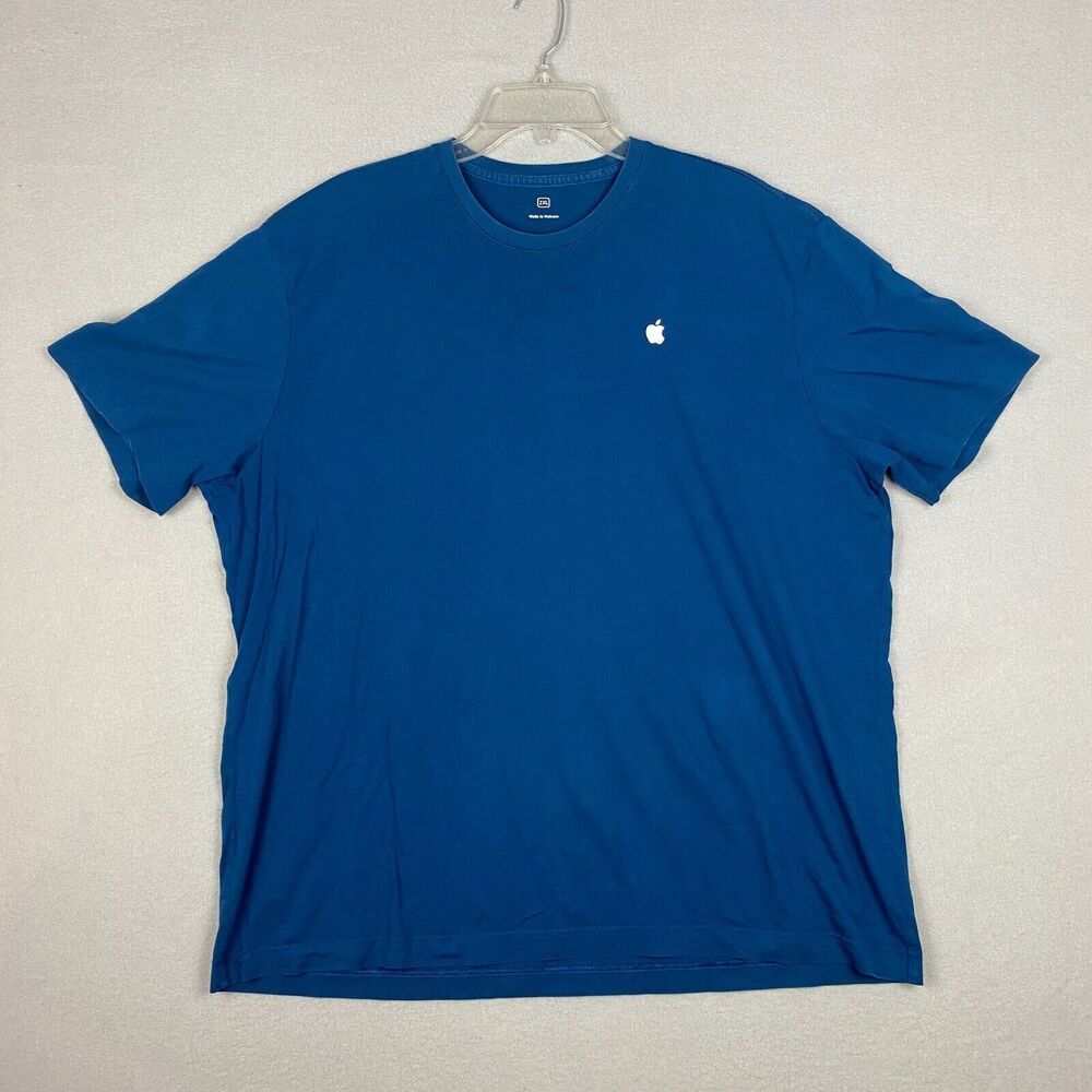 Apple Mens Size 2XL Logo Macintosh Employee Uniform T-Shirt Blue Short Sleeve